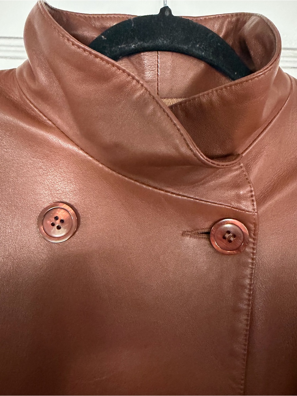Remy Vintage 1980’s Full Length Soft Leather Trench Coat Cognac Women’s Small - Picture 3 of 9